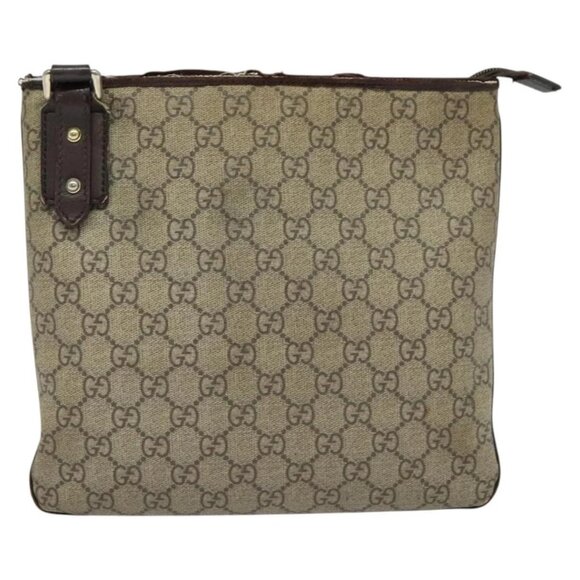 GUCCI GG Supreme Shoulder Bag PVC Outlet Beige Silver